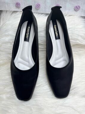 Franco Sarto Black Square-Toe Slip-On Flats